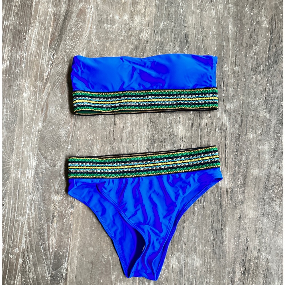 Blue Strapless Bikini - Medium